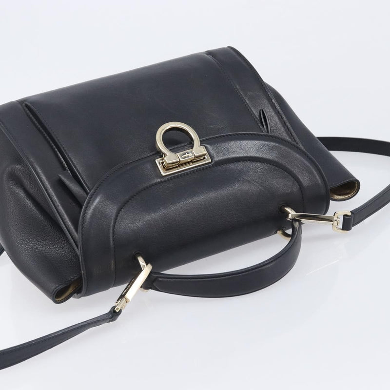 Salvatore Ferragamo Sofia Rainbow Saddle Leather Black Bag