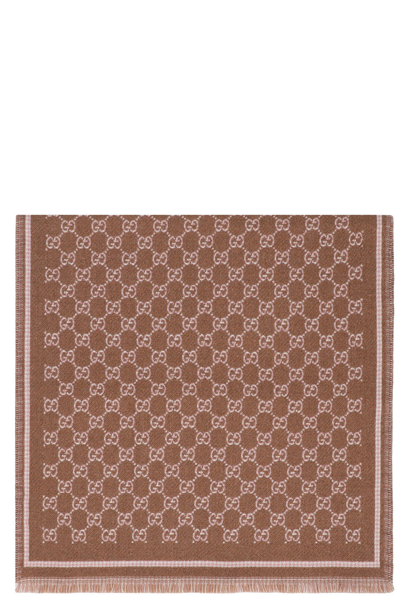 Gucci Gg Jacquard Wool Scarf — Beige Scarfs