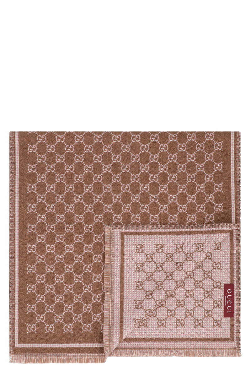 Gucci Gg Jacquard Wool Scarf — Beige Scarfs