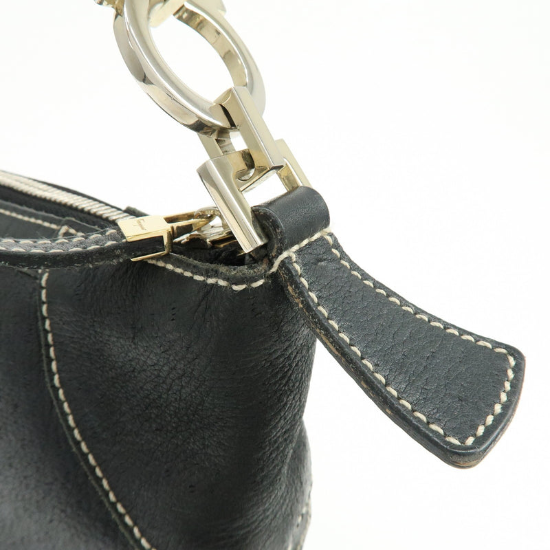Salvatore Ferragamo Gancini Leather Black Bag