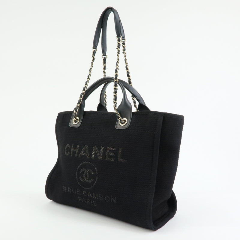 Chanel Deauville Denim Black Canvas Bag