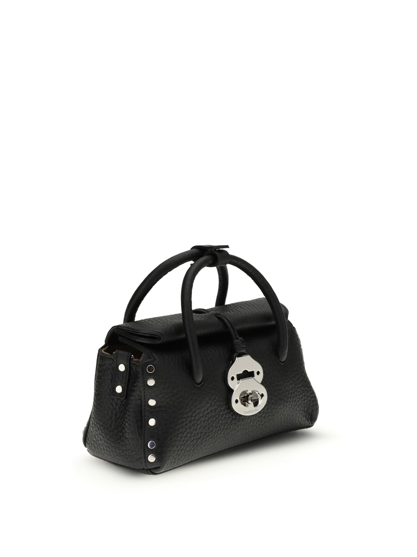 Zanellato Dotta Centauro Top Handle Bag — Black Calf Leather Bos Taurus