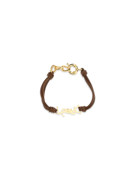 Saint Laurent Cassandre Bracelet — Brown Lamb Ovis Aries Aries; Brass Bracelets
