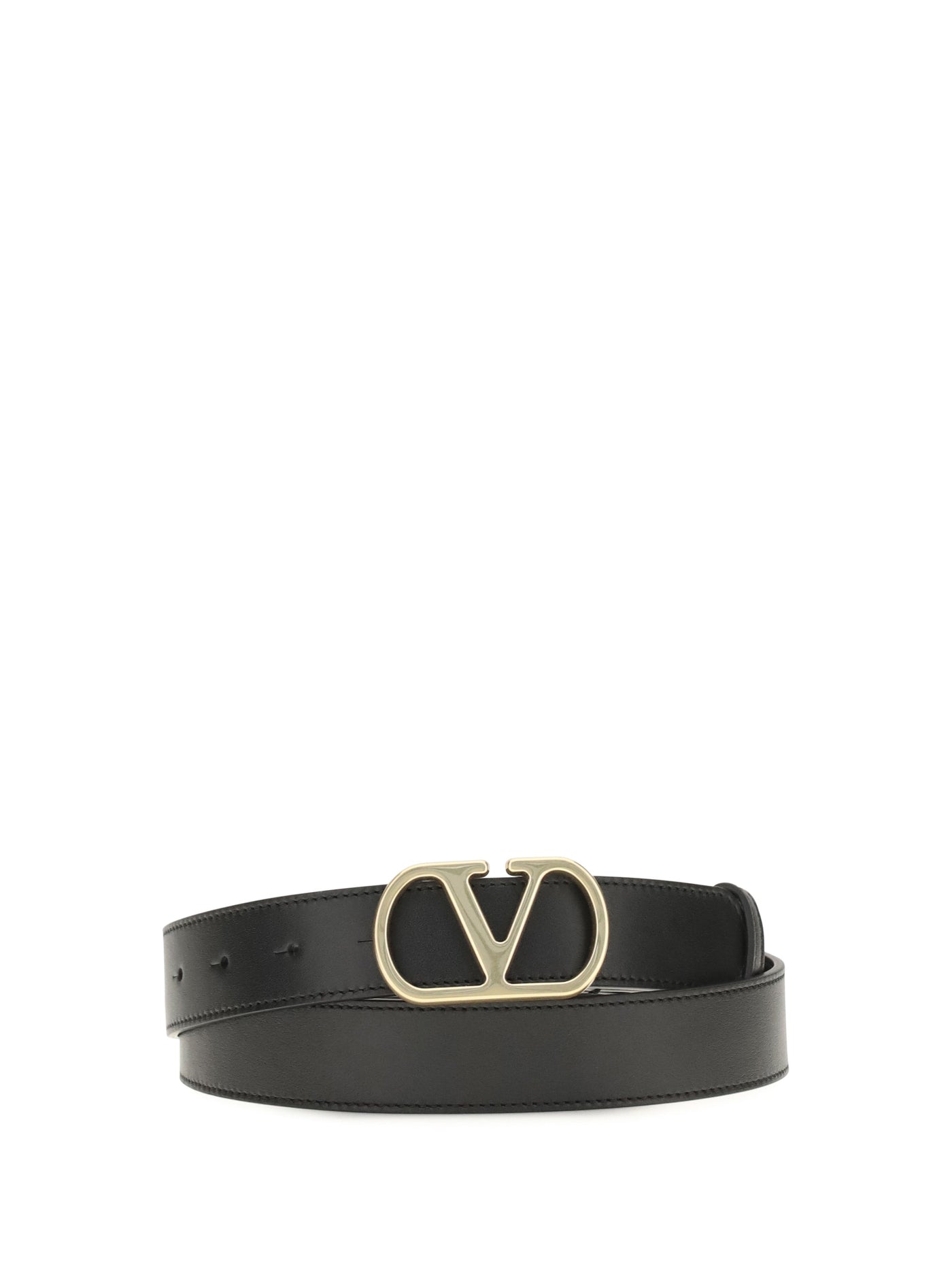 Valentino Garavani Belt — Black Calf Leather Bos Taurus