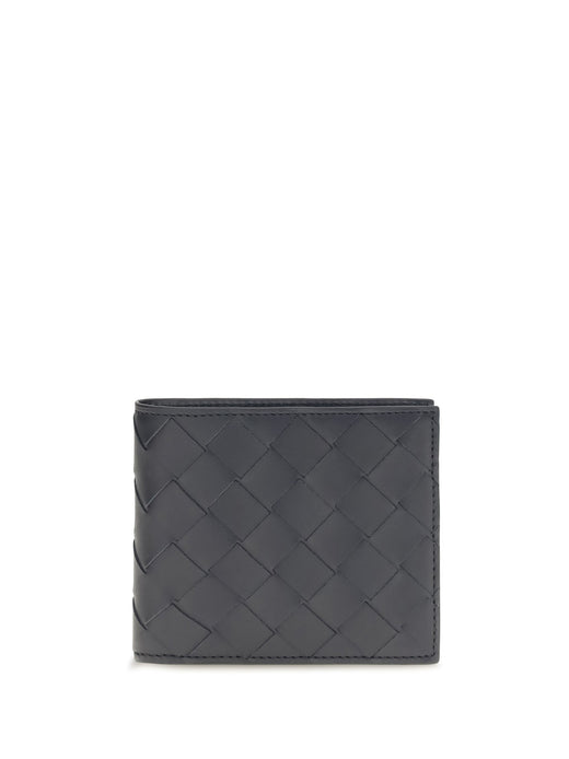 Bottega Veneta Intrecciato Woven Calf Leather Wallet — Gray
