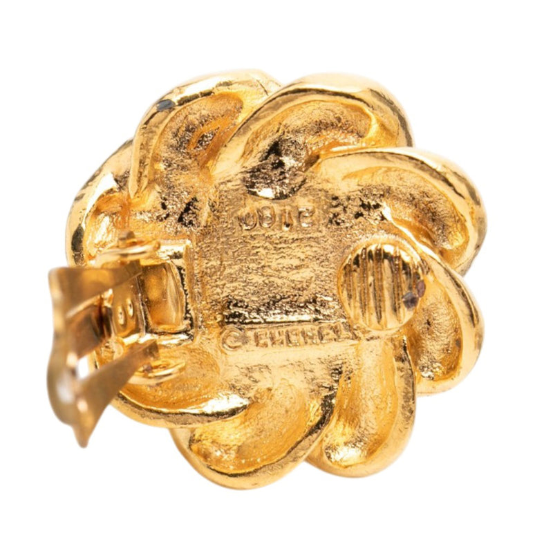 Gold Plated Faux Pearl Flower Clip On Earrings - Image 3