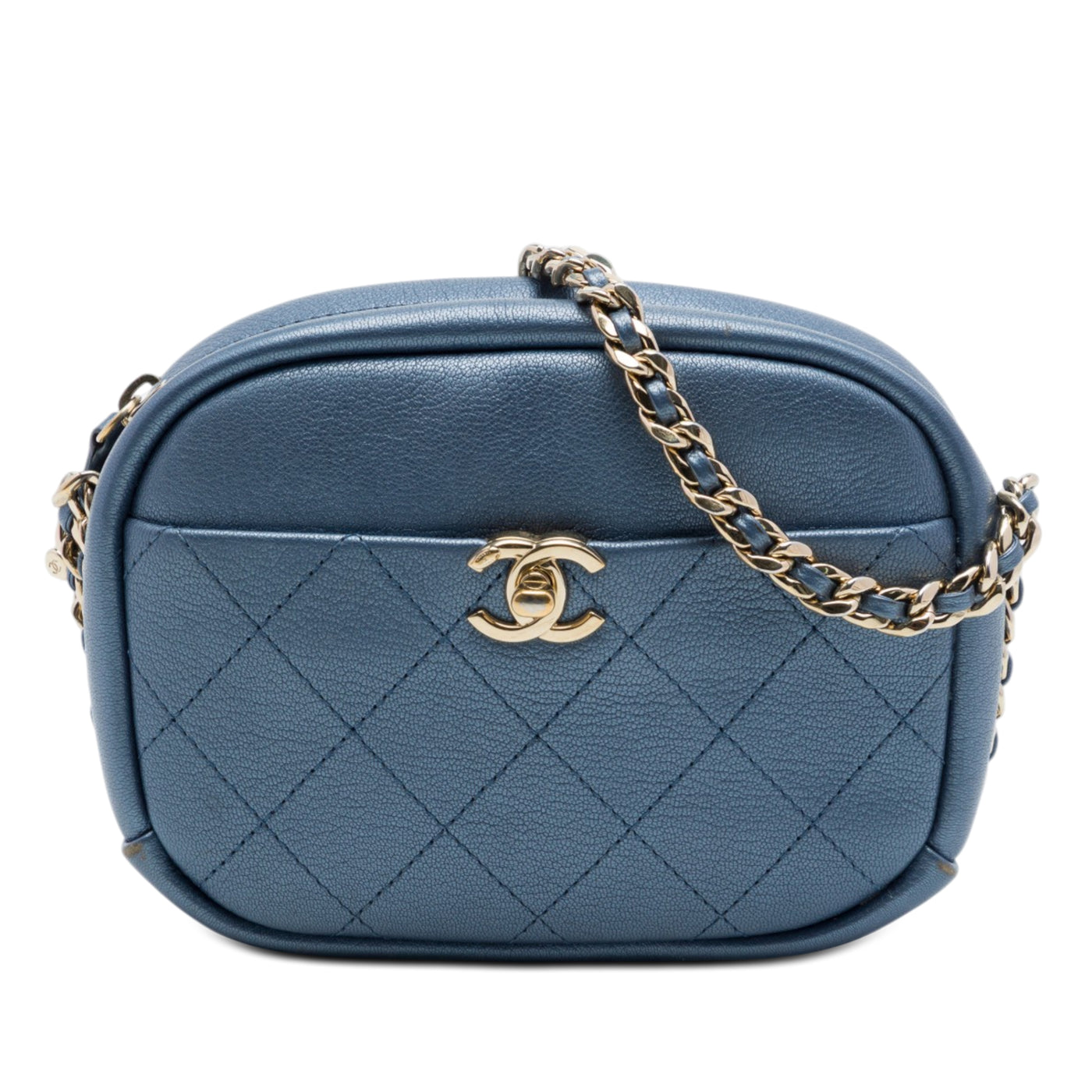 Small Quilted Metallic Goatskin Casual Trip Camera Bag - Image 1