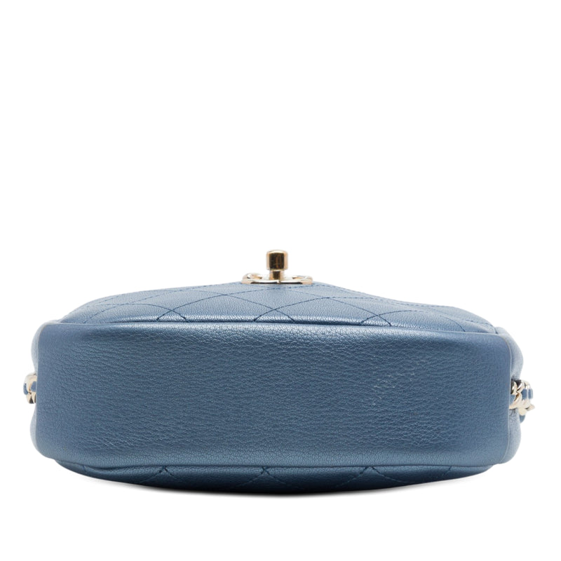 Small Quilted Metallic Goatskin Casual Trip Camera Bag - Image 3