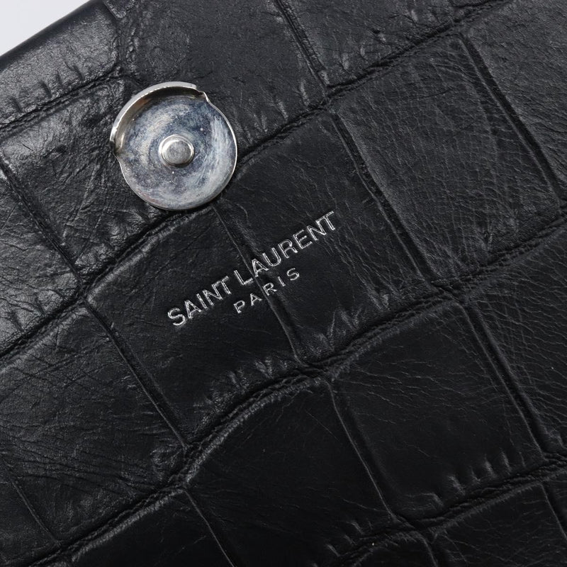 Saint Laurent Classic Monogram Tassel Chain Crocodile Embossed Leather Black Bag