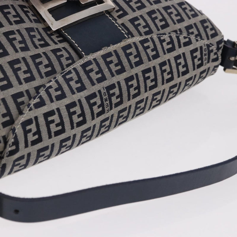 Fendi Baguette Zucchino Canvas Navy Bag