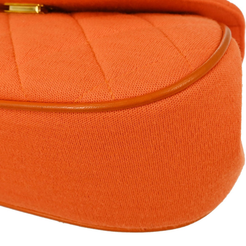 Chanel Shopping Quilted Knit Pluto Glitter Orange Cloth Bag