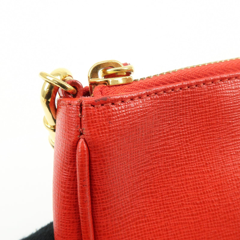 Fendi Chain Pochette Leather Red Bag