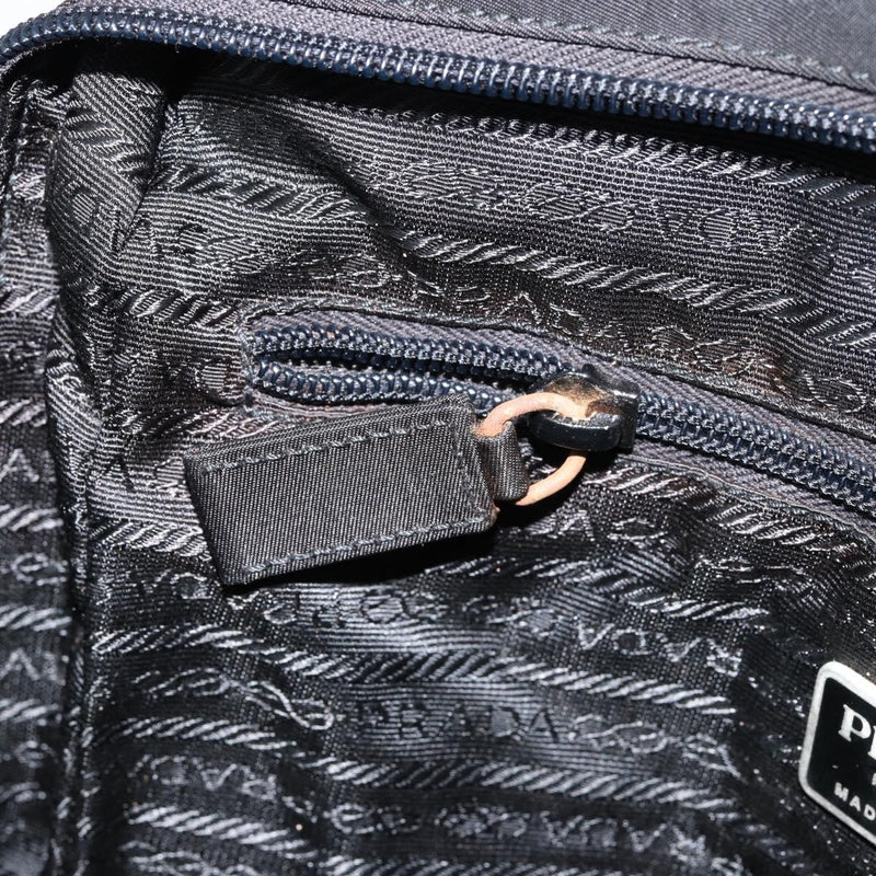Prada Zip Messenger Tessuto With Leather Black Nylon