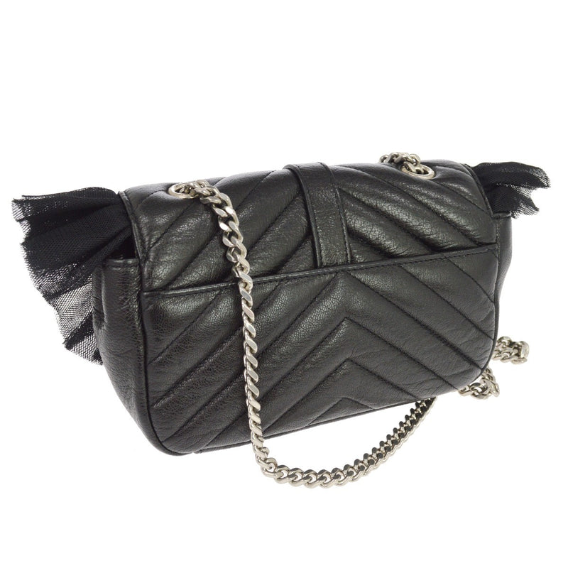 Saint Laurent Loulou Puffer Leather & Tulle Black Bag