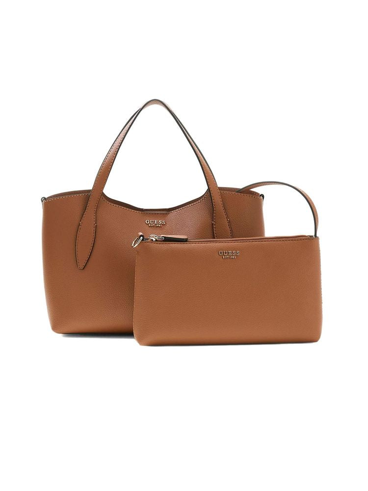 Guess Leather Tote Shoulder Bag — Brown Polyurethane
