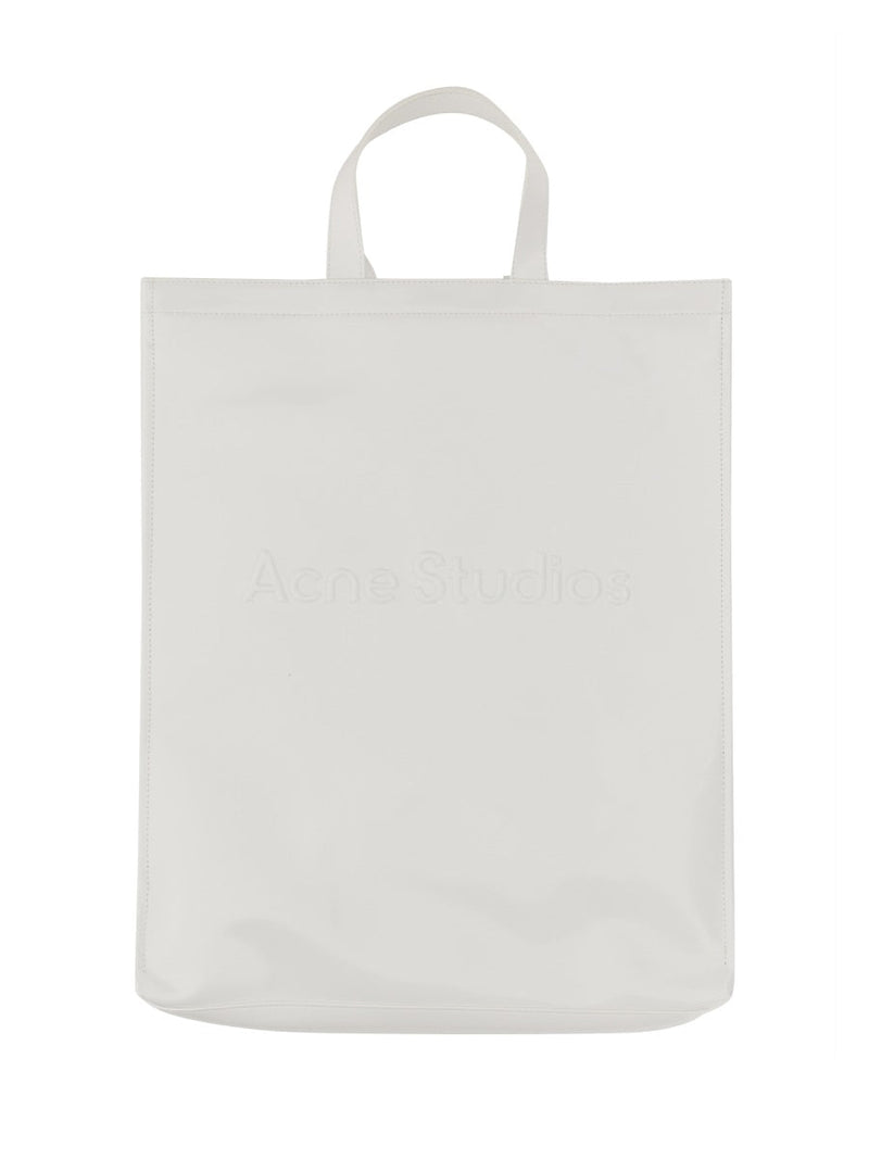 Acne Studios Embossed Logo Tote Bag — White Polyurethane