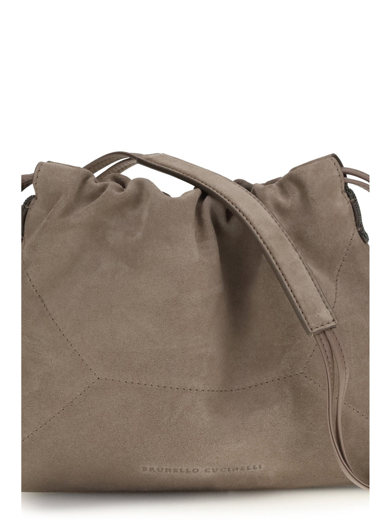 Brunello Cucinelli Pouch Shoulder Bag — Gray Calf Leather Bos Taurus