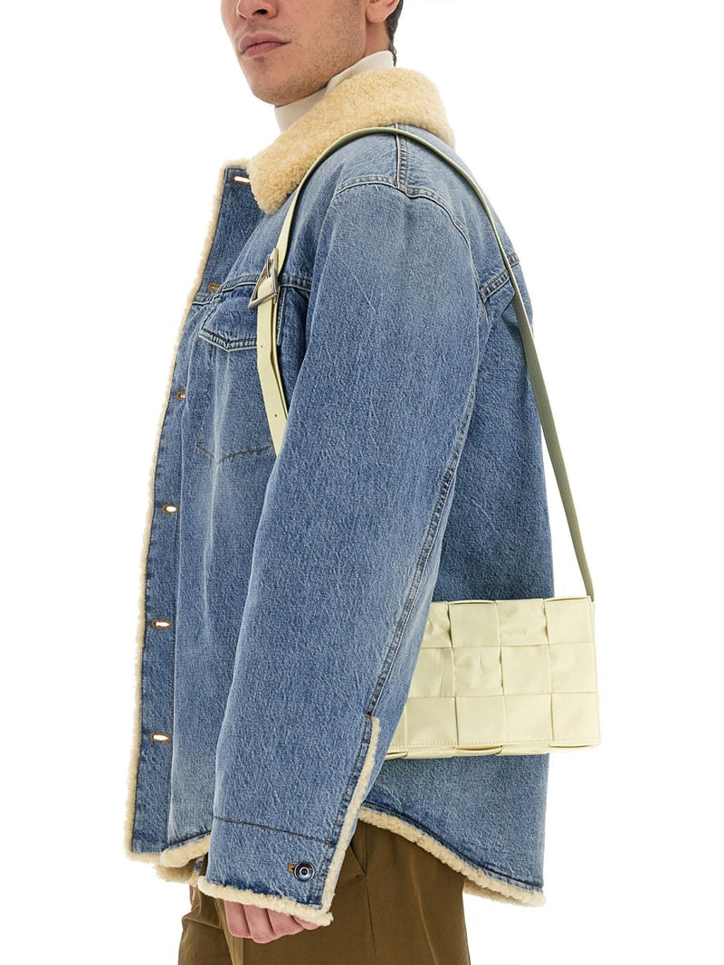 Bottega Veneta Woven Leather Shoulder Bag — Beige