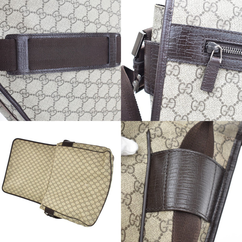 Gucci Web Strap Messenger Gg Coated Canvas Brown Leather