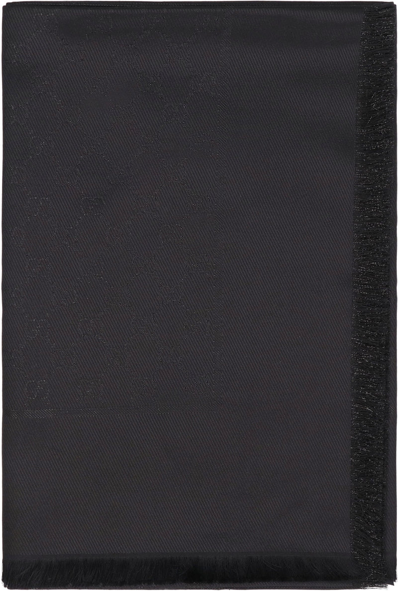 Gucci Gg Lamé Wool And Silk Shawl — Black Shawls