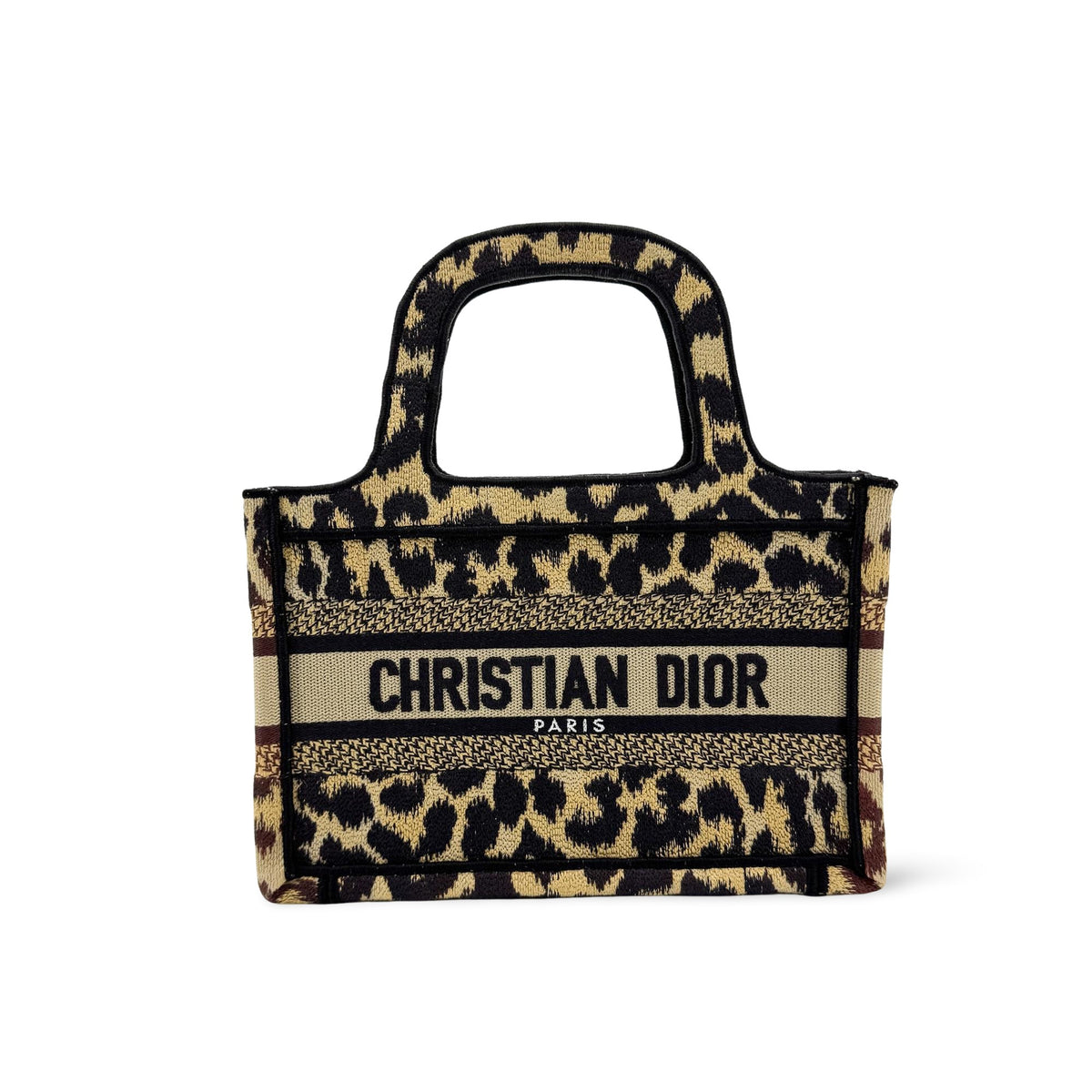 Christian Dior Book Mizza Embroidered Canvas Black Bag
