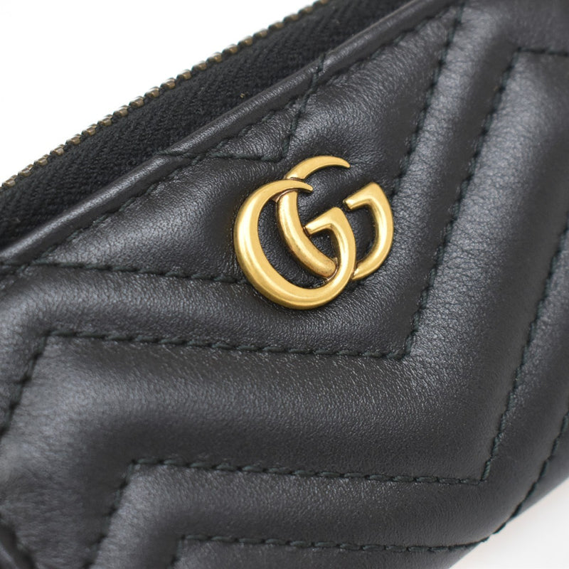 Gucci Gg Marmont Zip Around Matelasse Leather Black Accessory