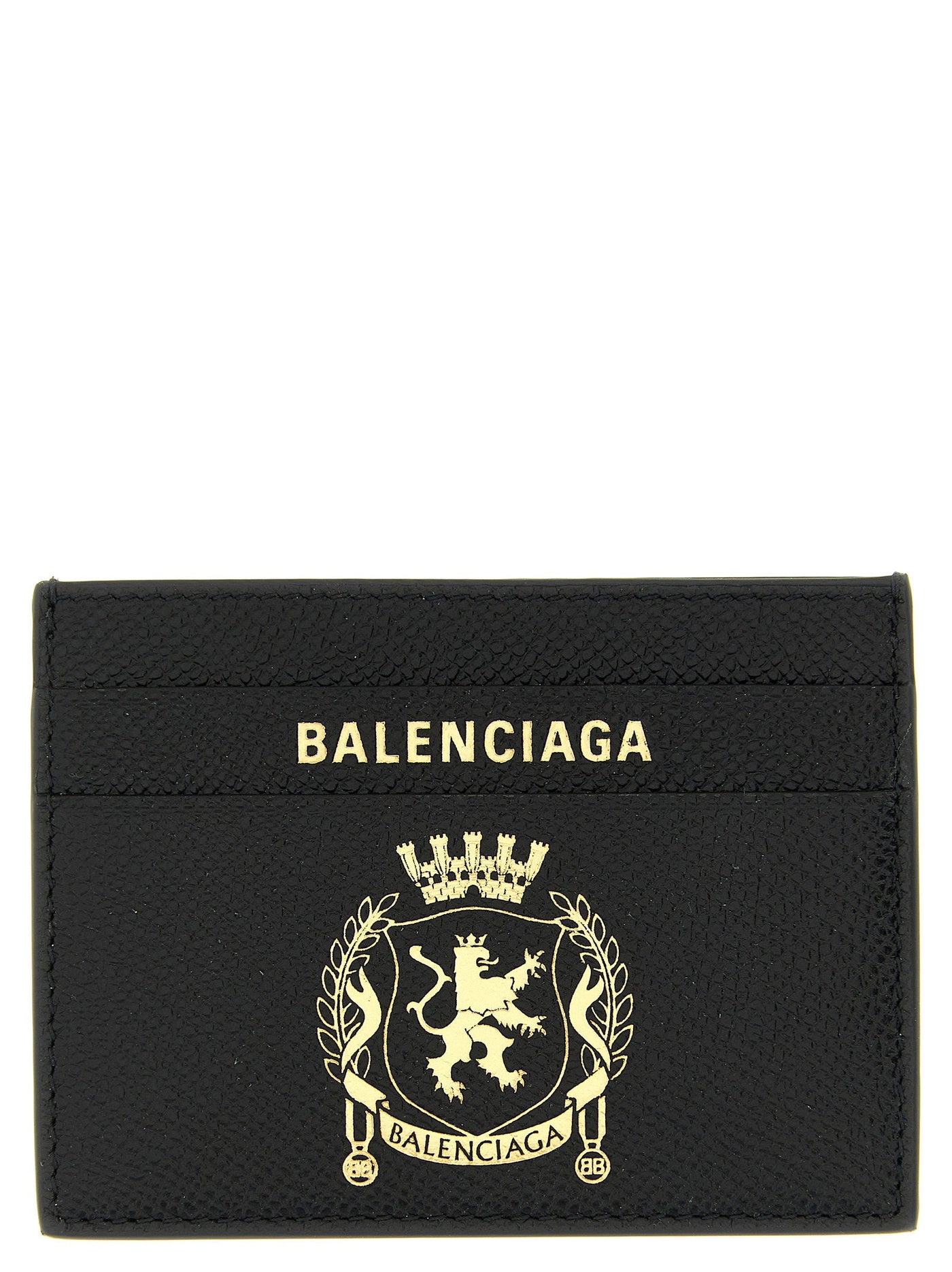 Balenciaga Logo-Embossed Leather Card Case — Black Cases