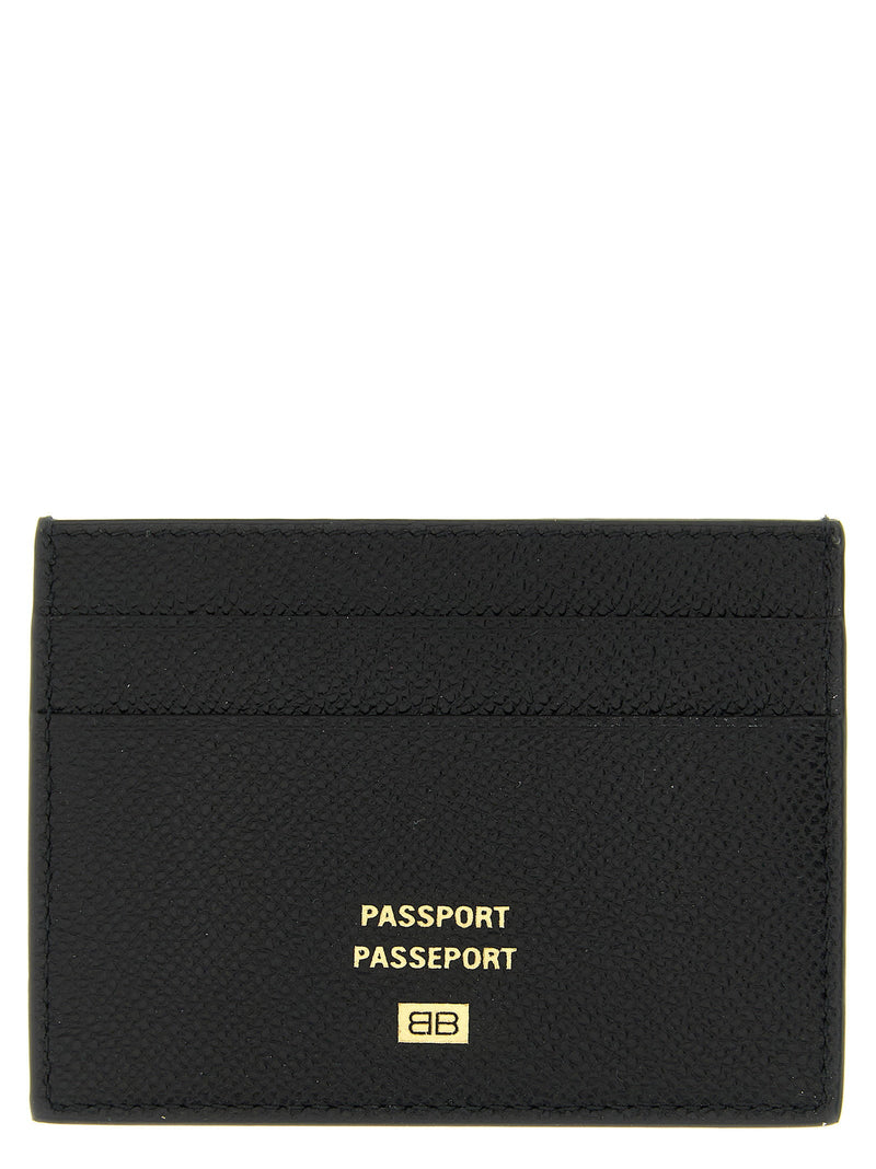 Balenciaga Logo-Embossed Leather Card Case — Black Cases