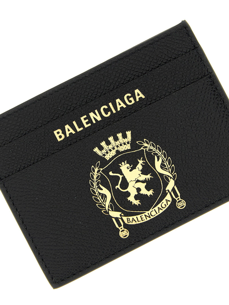Balenciaga Logo-Embossed Leather Card Case — Black Cases