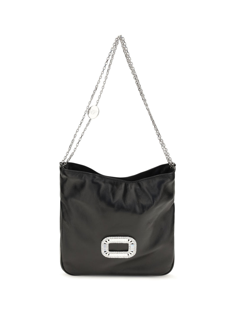 Roger Vivier Pilgrim Mini Shoulder Bag — Black Calf Leather