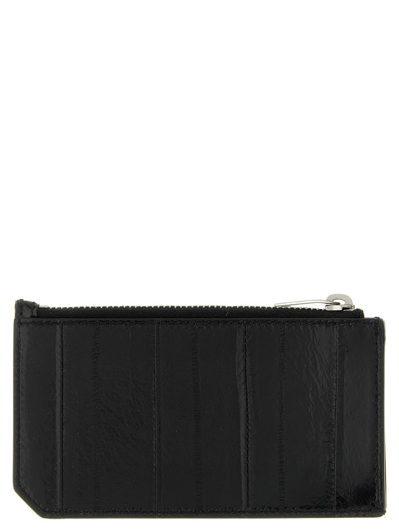 Saint Laurent Tiny Cassandre Card Case — Black Eel Leather Cases