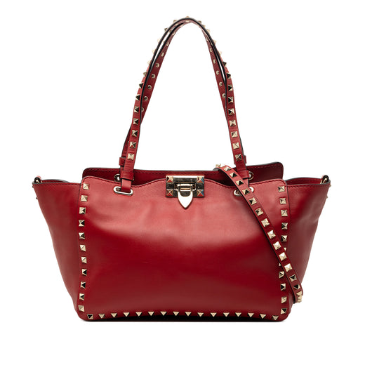 Small Leather Rockstud Trapeze Satchel - Image 1