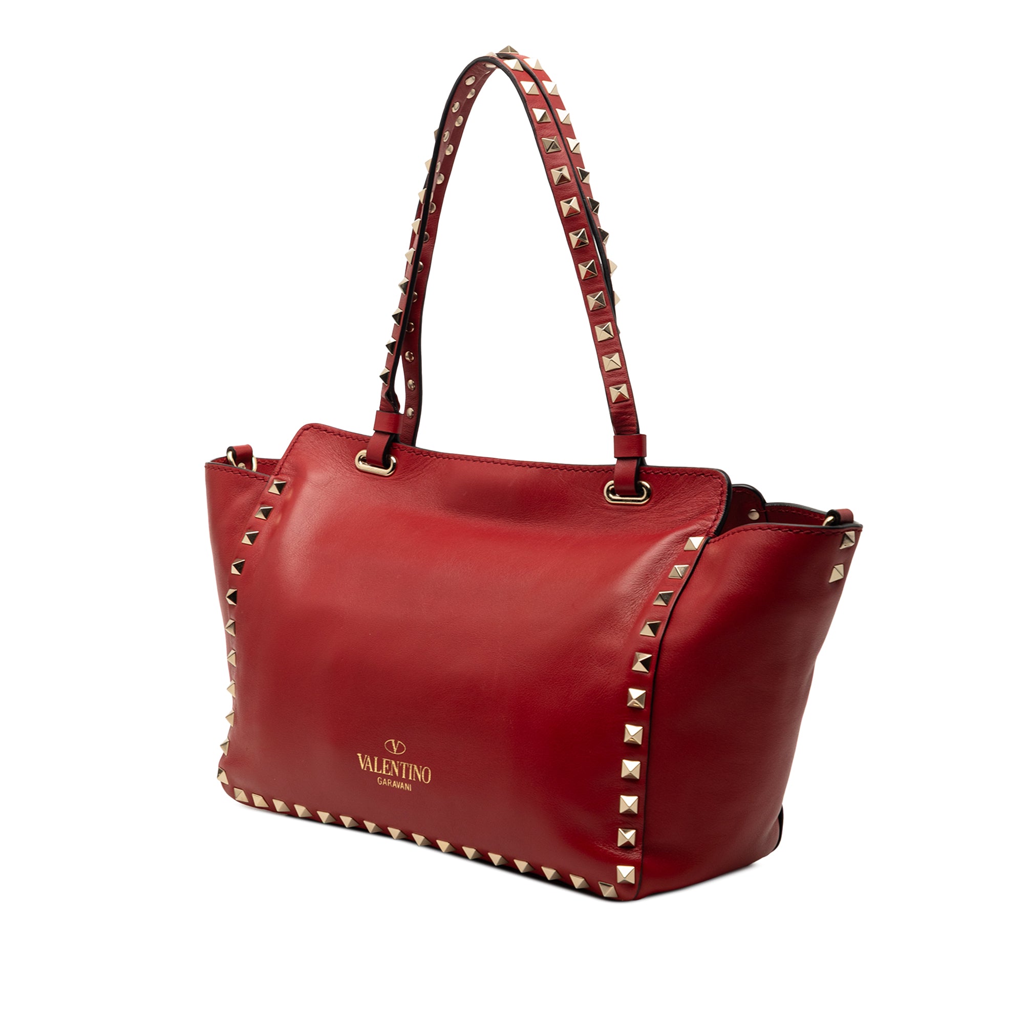Small Leather Rockstud Trapeze Satchel - Image 2