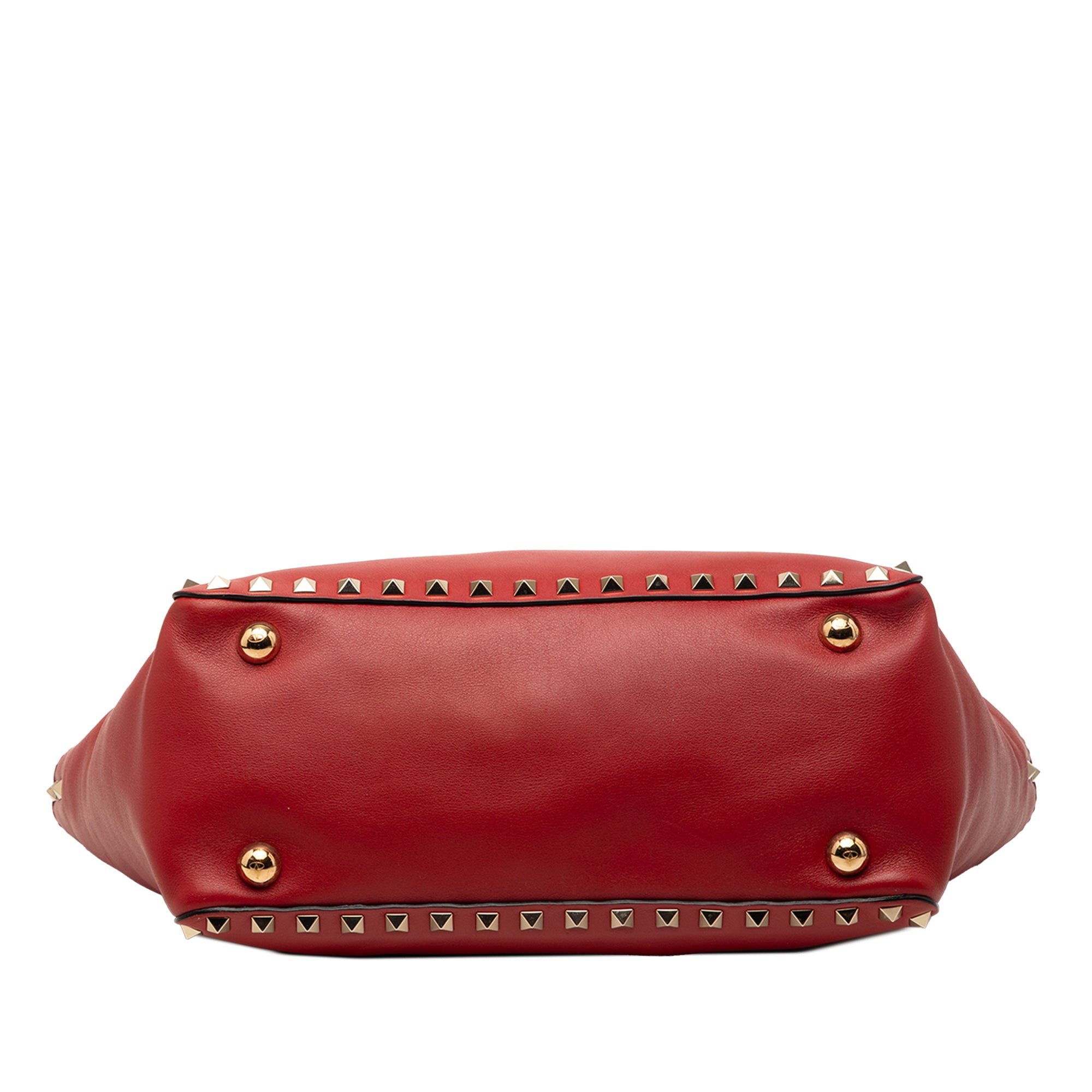 Small Leather Rockstud Trapeze Satchel - Image 3