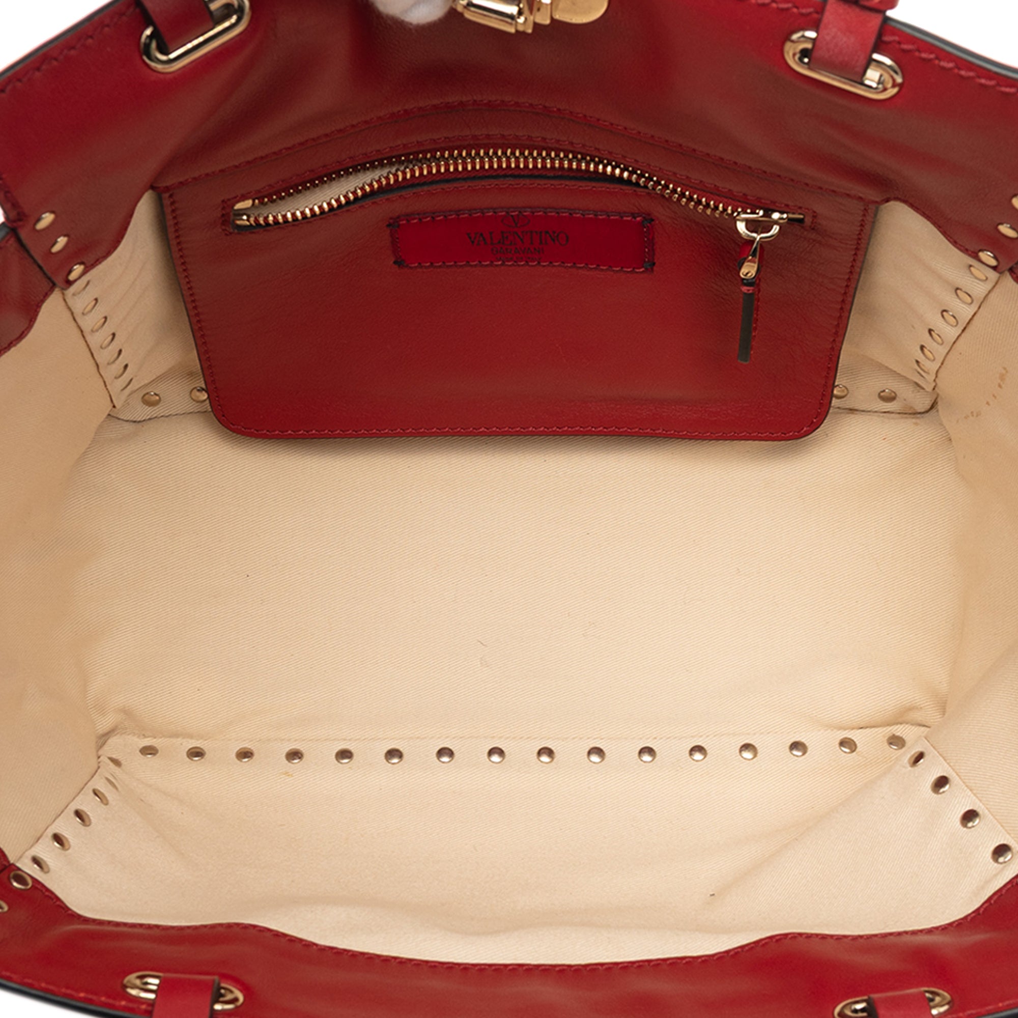 Small Leather Rockstud Trapeze Satchel - Image 4