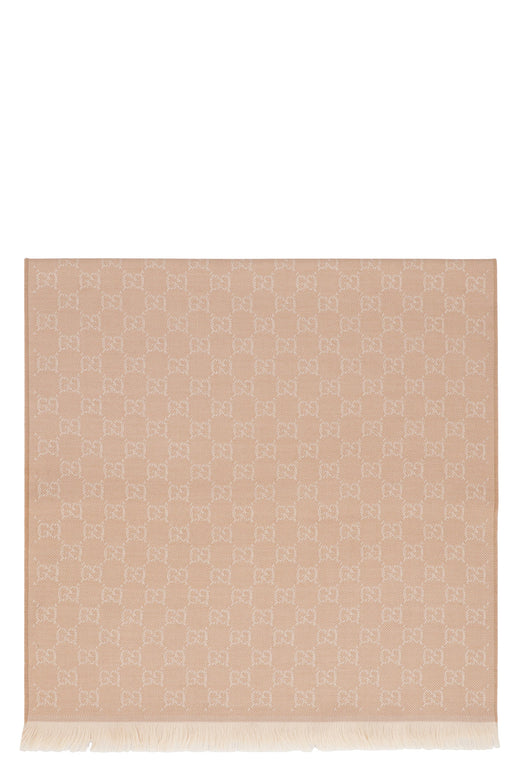 Gucci Gg Jacquard Wool Scarf — Camel Scarfs