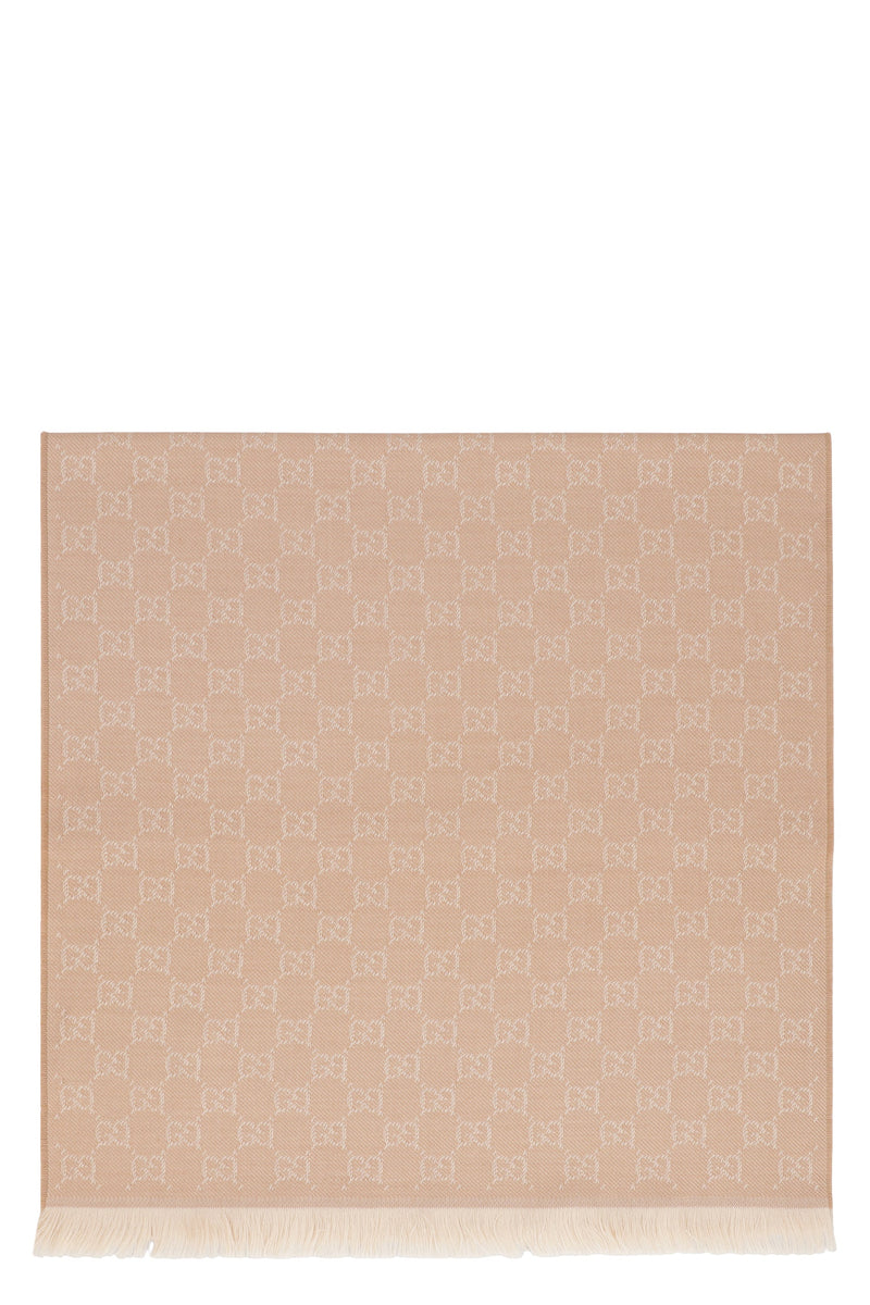Gucci Gg Jacquard Wool Scarf — Camel Scarfs