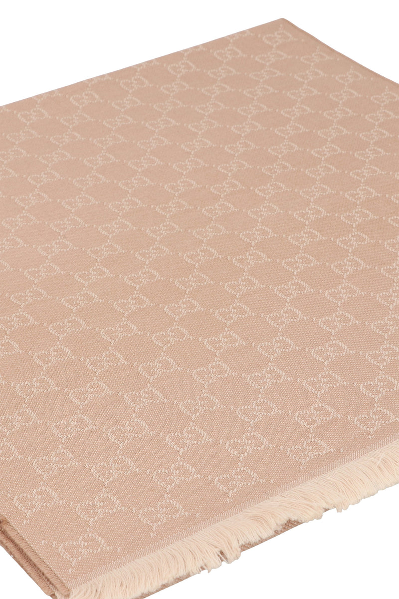 Gucci Gg Jacquard Wool Scarf — Camel Scarfs