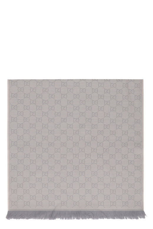 Gucci Gg Jacquard Wool Scarf — Gray Scarfs