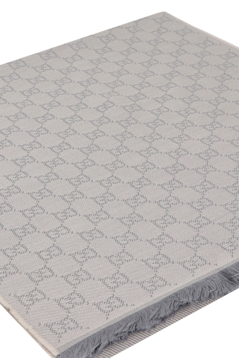 Gucci Gg Jacquard Wool Scarf — Gray Scarfs