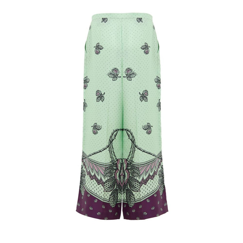 Green Silk Casual Pants