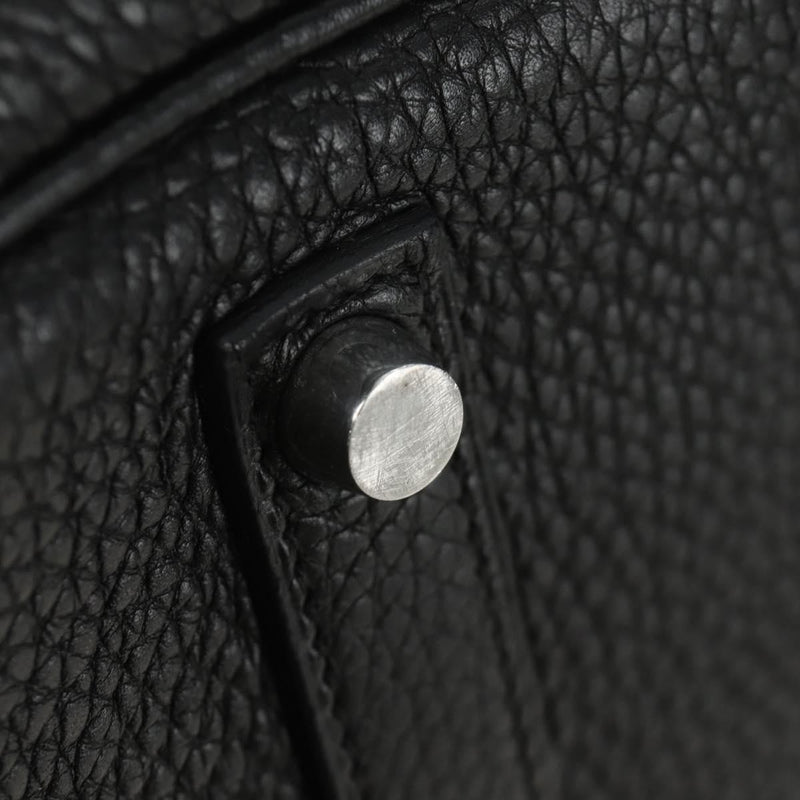 Hermes Birkin Black Clemence With Palladium Hardware Leather Bag