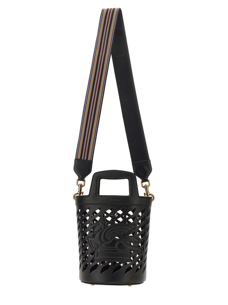 Etro Coffee Shoulder Bag — Black Leather