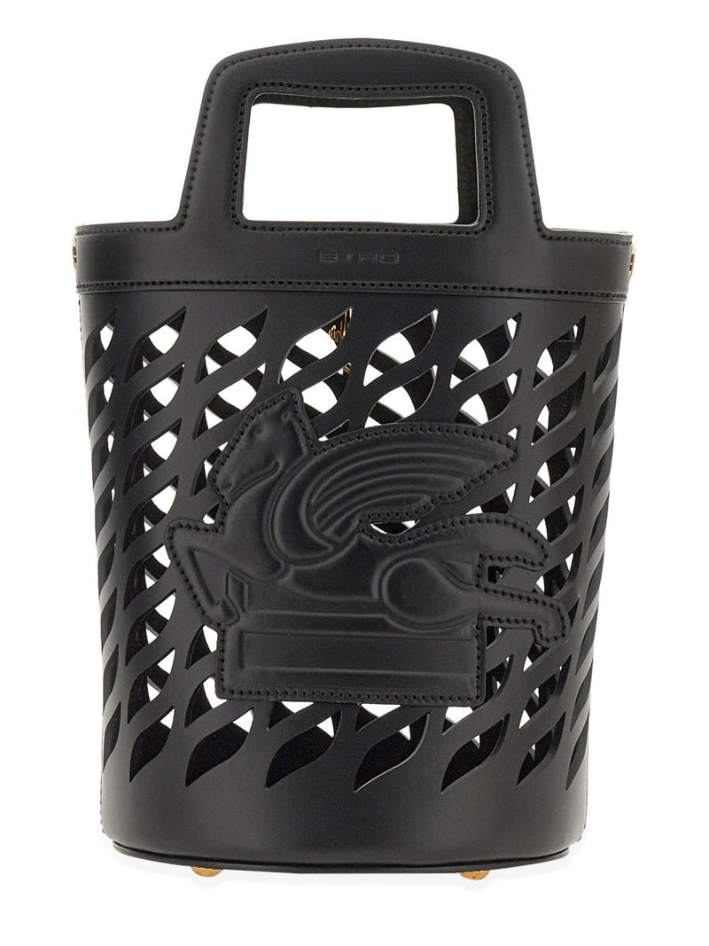 Etro Coffee Shoulder Bag — Black Leather