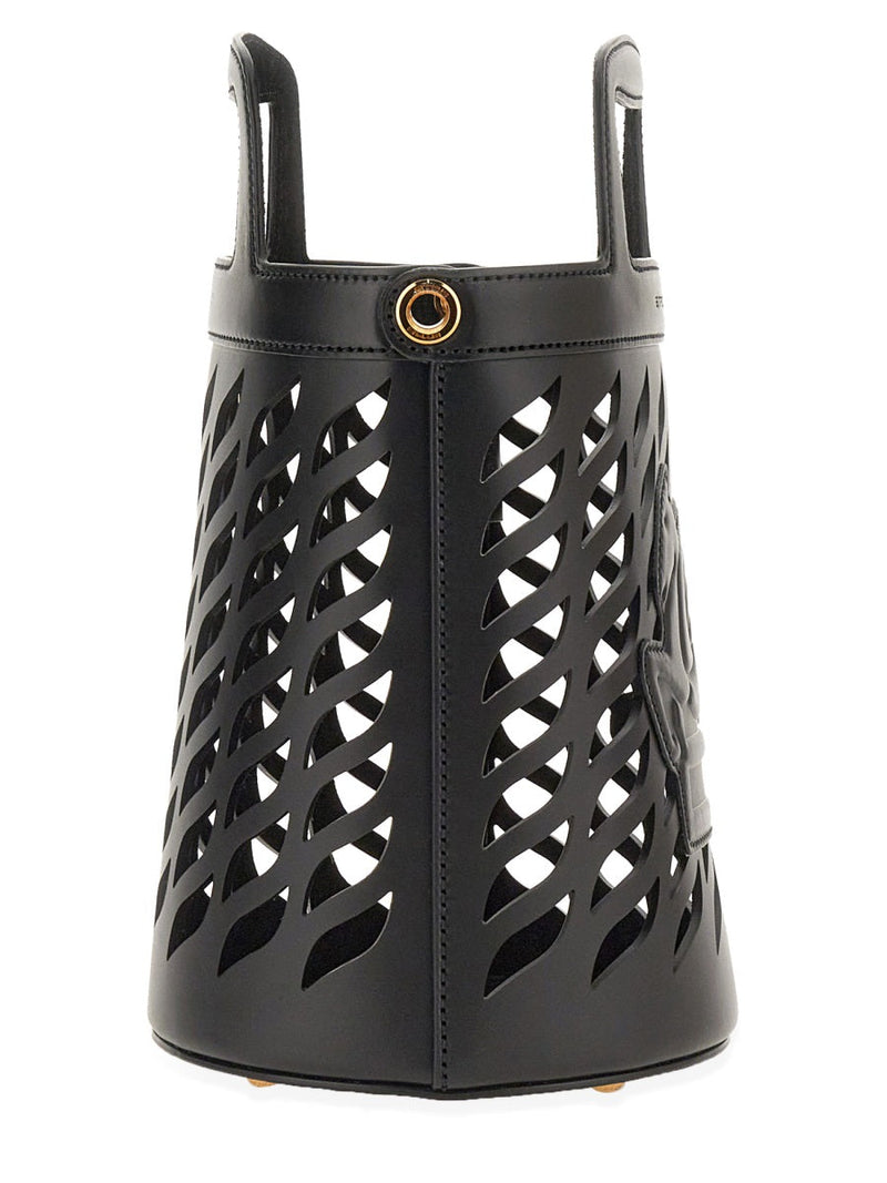 Etro Coffee Shoulder Bag — Black Leather