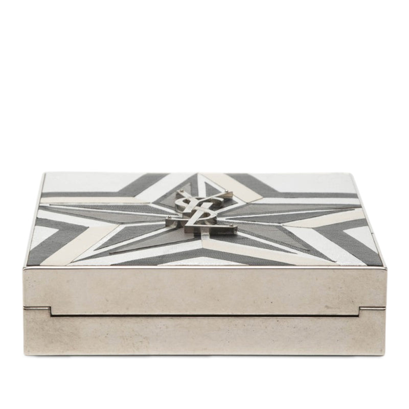 Metal and Leather Tuxedo Box Star Clutch on Chain - Image 3