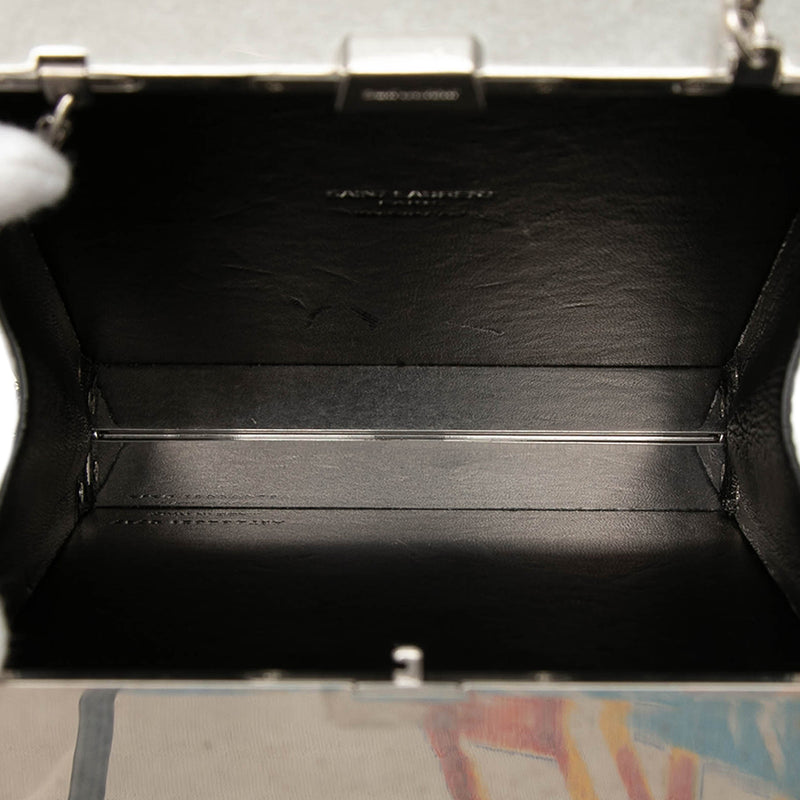 Metal and Leather Tuxedo Box Star Clutch on Chain - Image 4