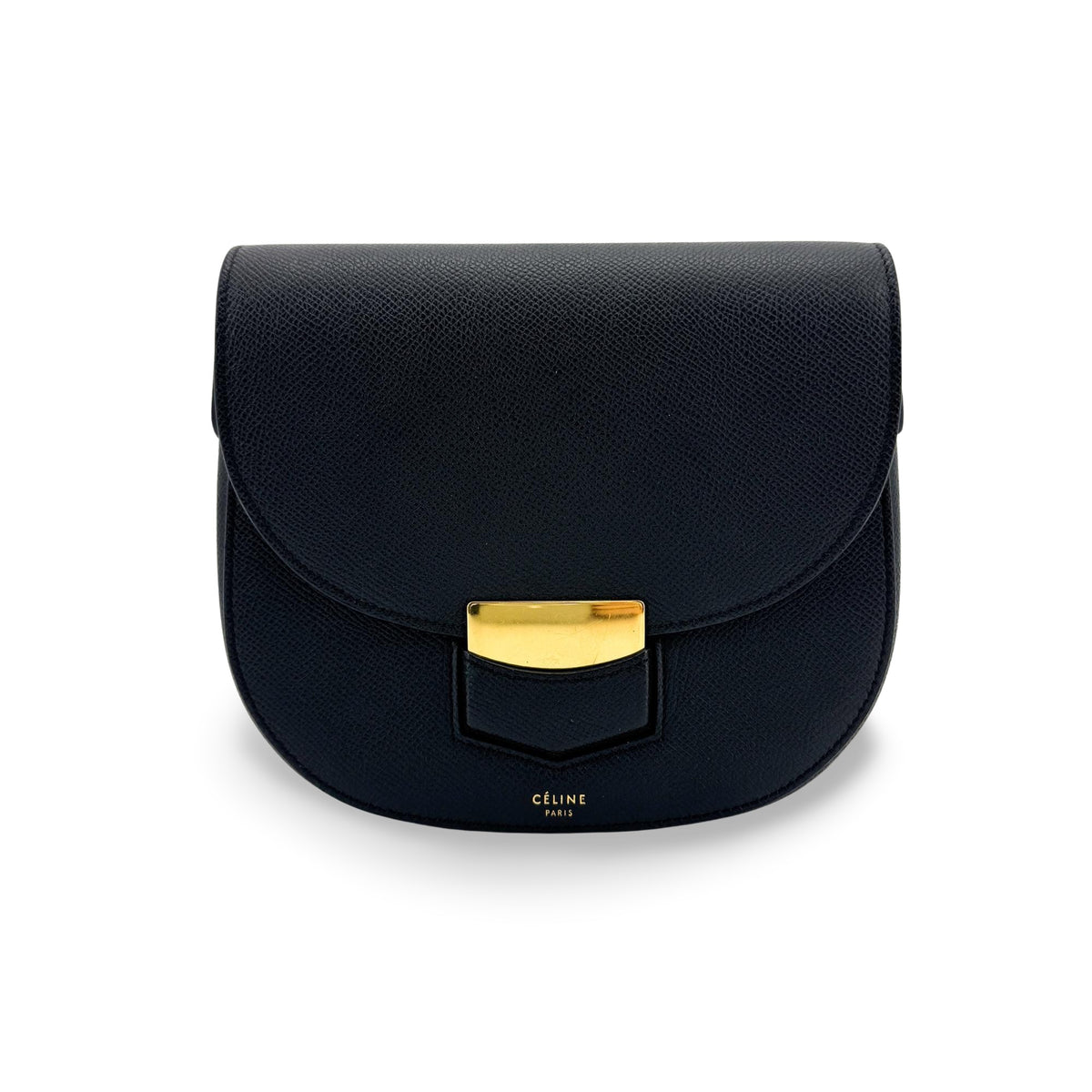 Celine Trotteur Calfskin Black Leather Bag