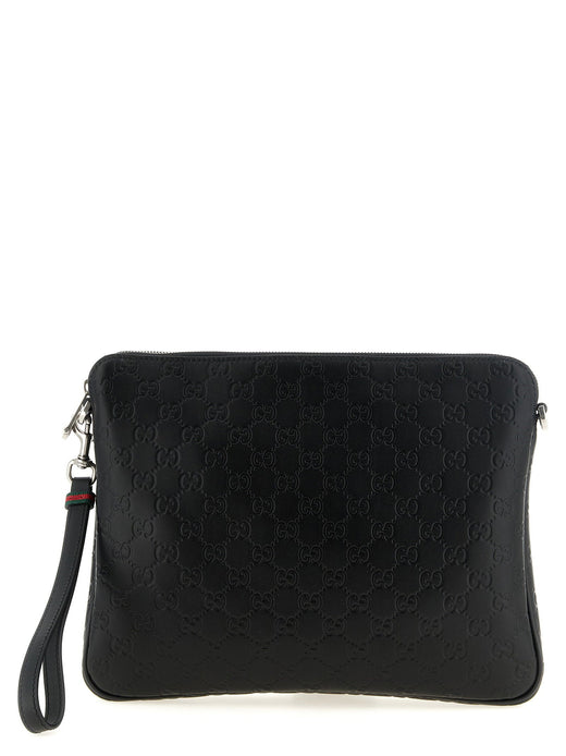 Gucci Gg Emblem Crossbody Bag — Black Calf Leather