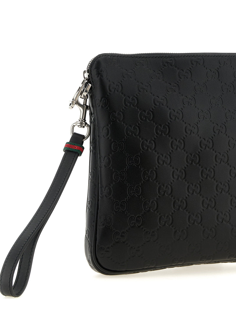 Gucci Gg Emblem Crossbody Bag — Black Calf Leather